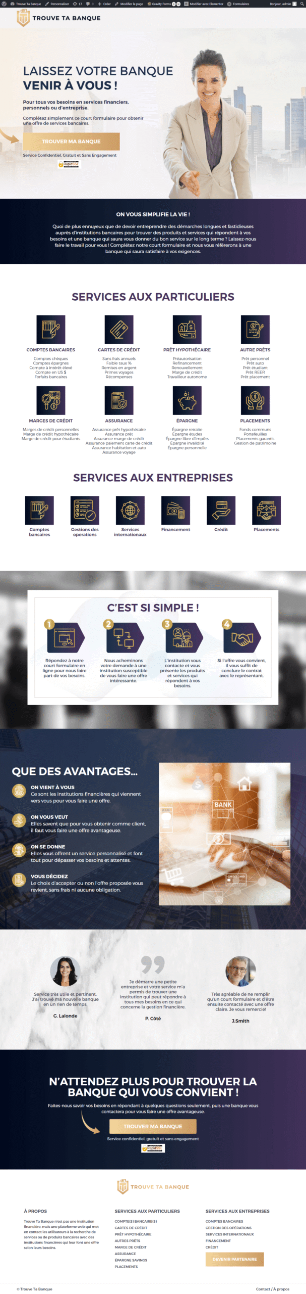 Trouve Ta Banque | PSD to WordPress screenshot 2