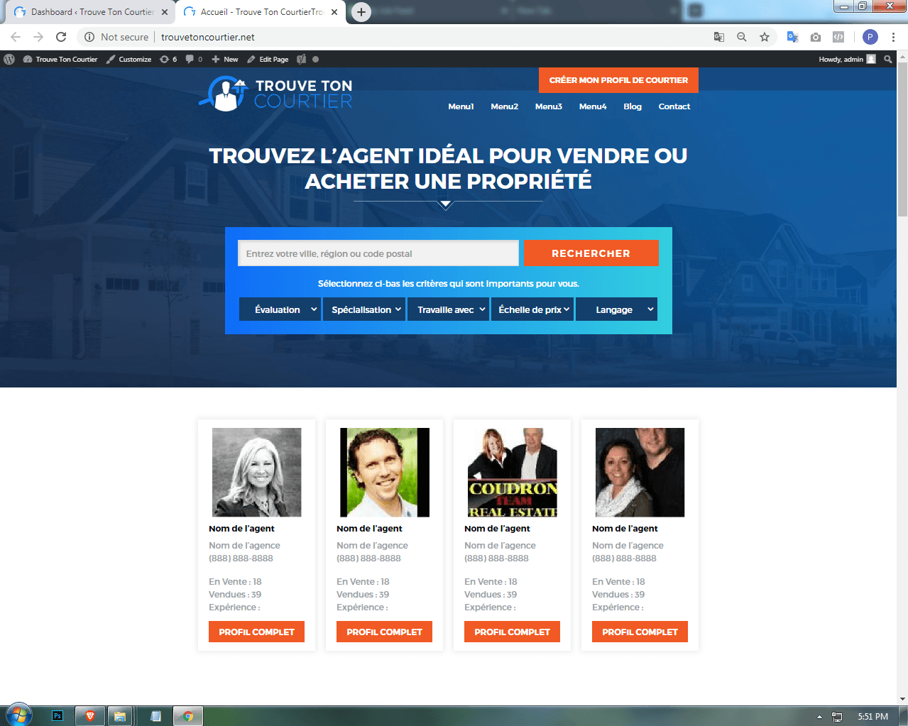 Trouve Ton Courtier | Custom WordPress Theme Development screenshot 1